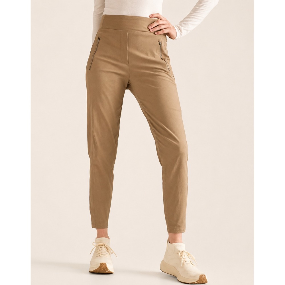 Athleta Trekkie North High Rise Joggers Tan Size 16 Ripstop Hiking Pants UPF - Picture 1 of 13
